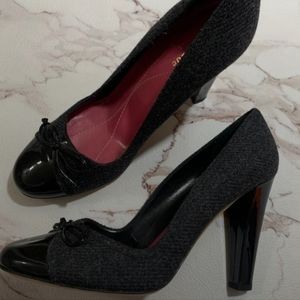 Kate Spade New York Patent Leather Black Gray Pump